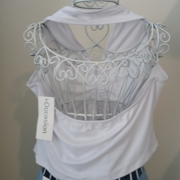 Occasion White Knit Rouched Top Juniors Style - DTY80B - Sleeveless / Back out - - Picture 3 of 4
